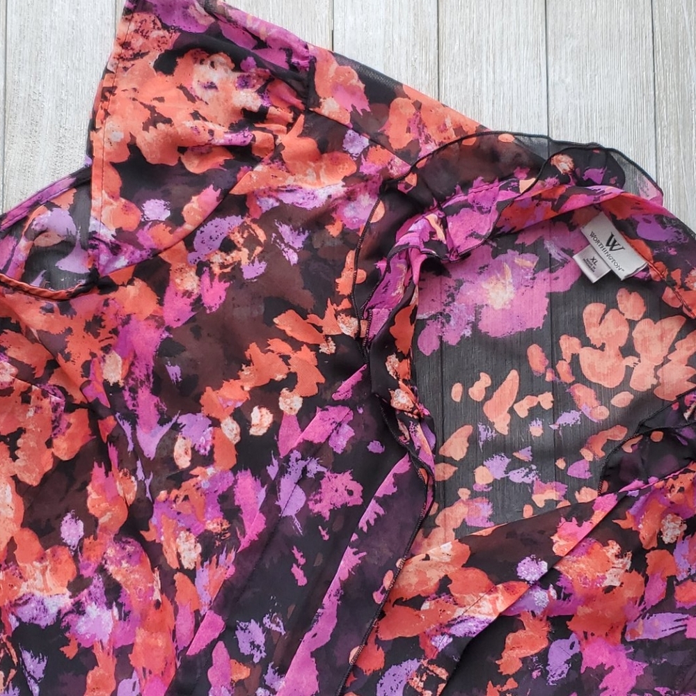 Worthington Shear Button Down Blouse